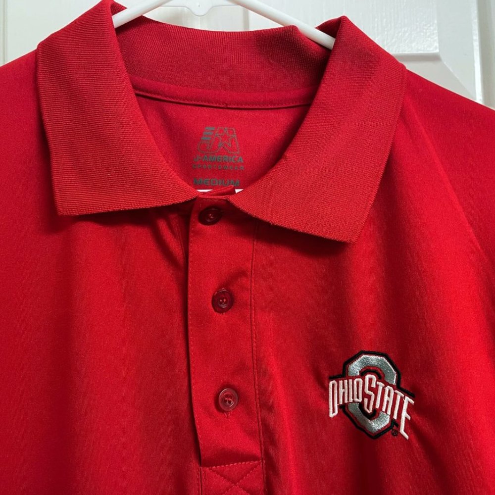 OHIO STATE BUCKEYES SCARLETT EMBROIDERED GOLF POLO SHIRT MEN'S SIZE MED